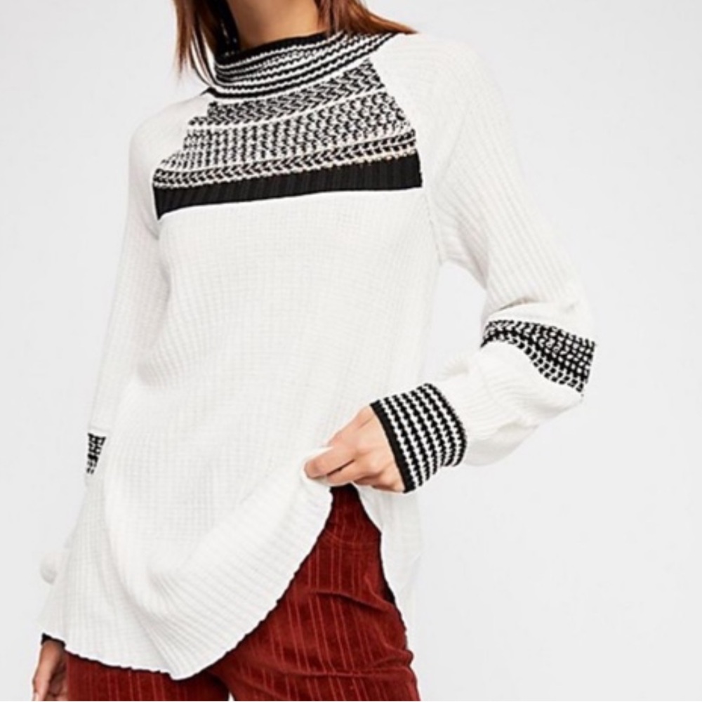 Free People White and Black Knit Top